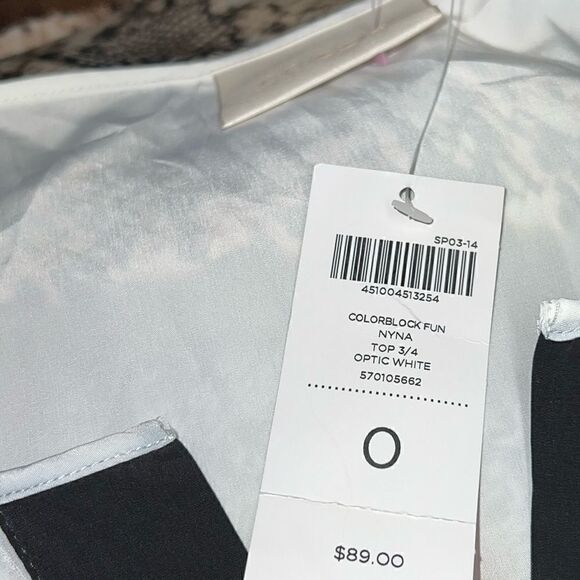 NWT Chico’s Color Block NYNA tunic top 3/4 Sleeve White, Blue, Black Sz 0 XS - Picture 5 of 7